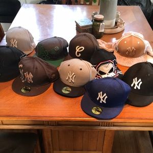Baseball caps: bundle of 10 in sizes 7 1/2 through 8 fitted.